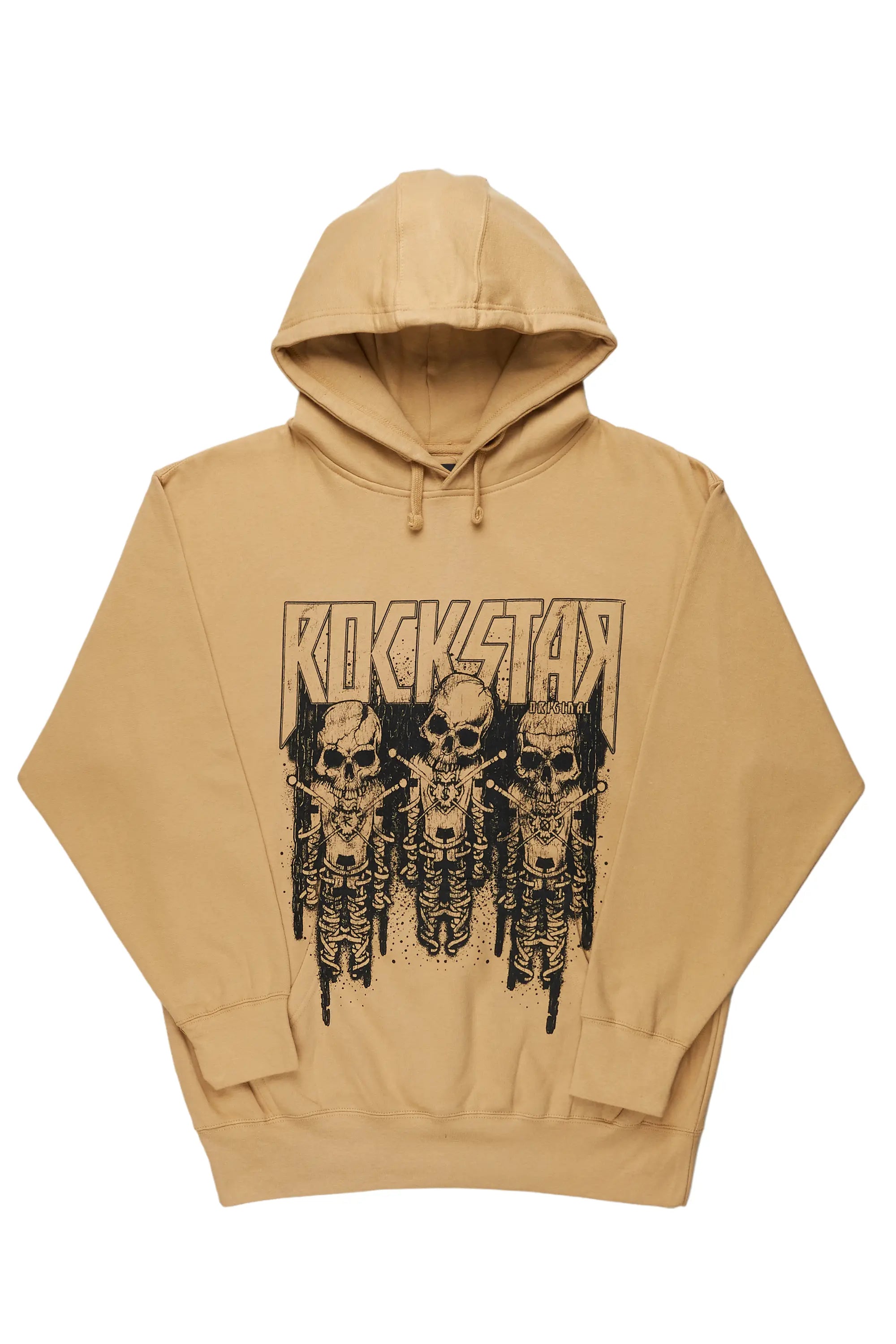 Fashionable And Versatile Sabbath Beige Graphic Printed Hoodie
