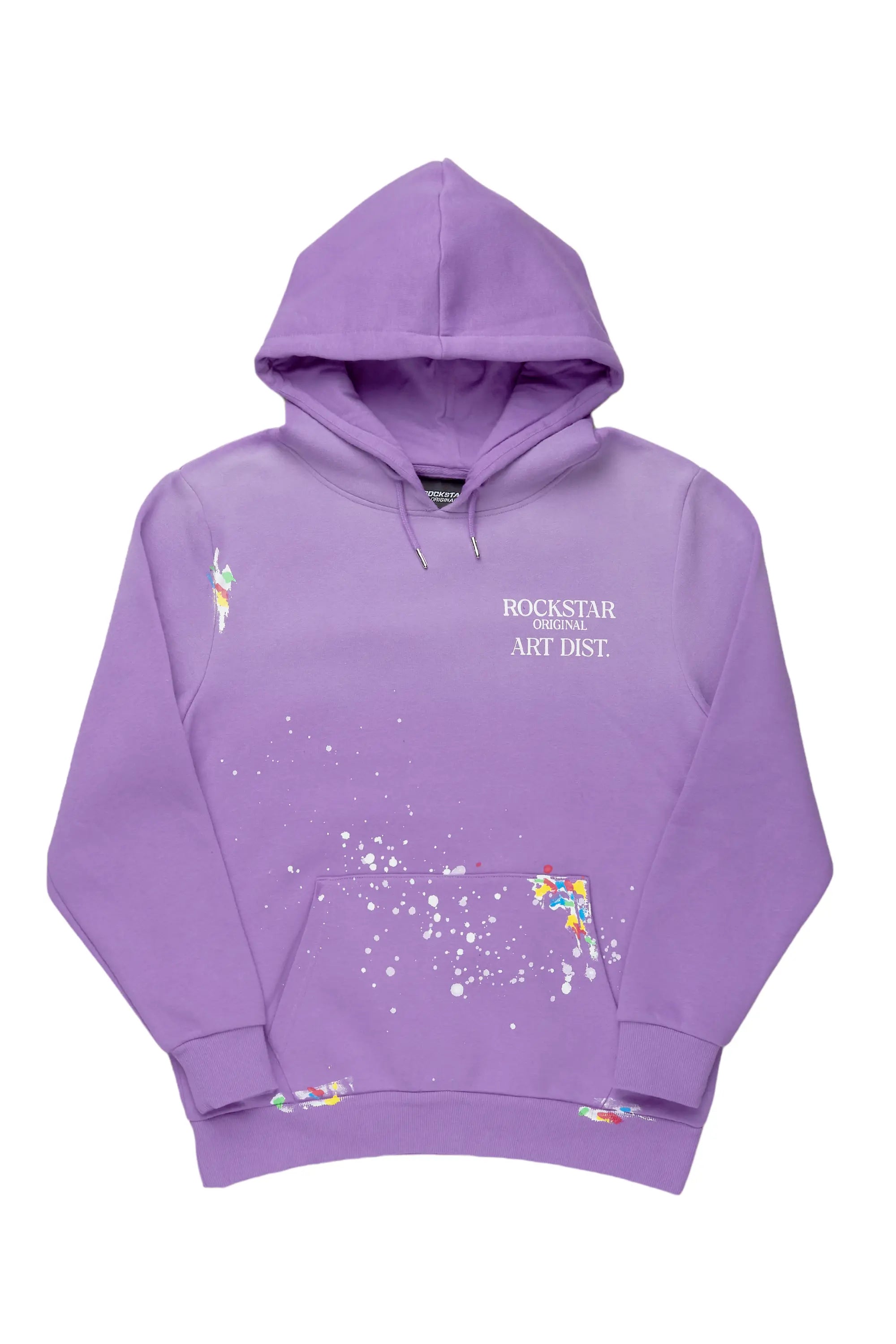 Relaxed Tops Rockstar Art Dist. Purple Graphic Hoodie