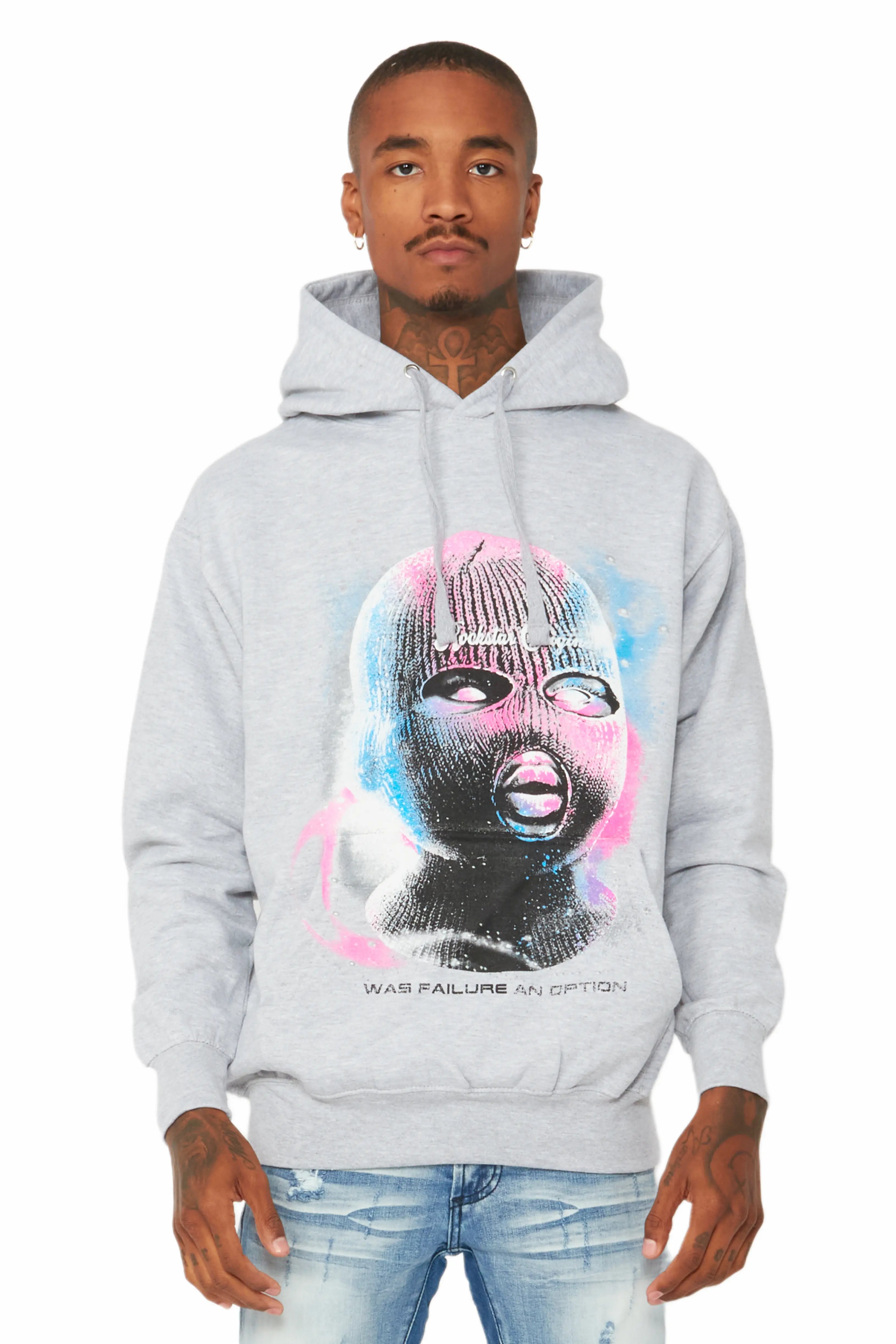 Elegant Style Fionn Heather Grey Graphic Hoodie