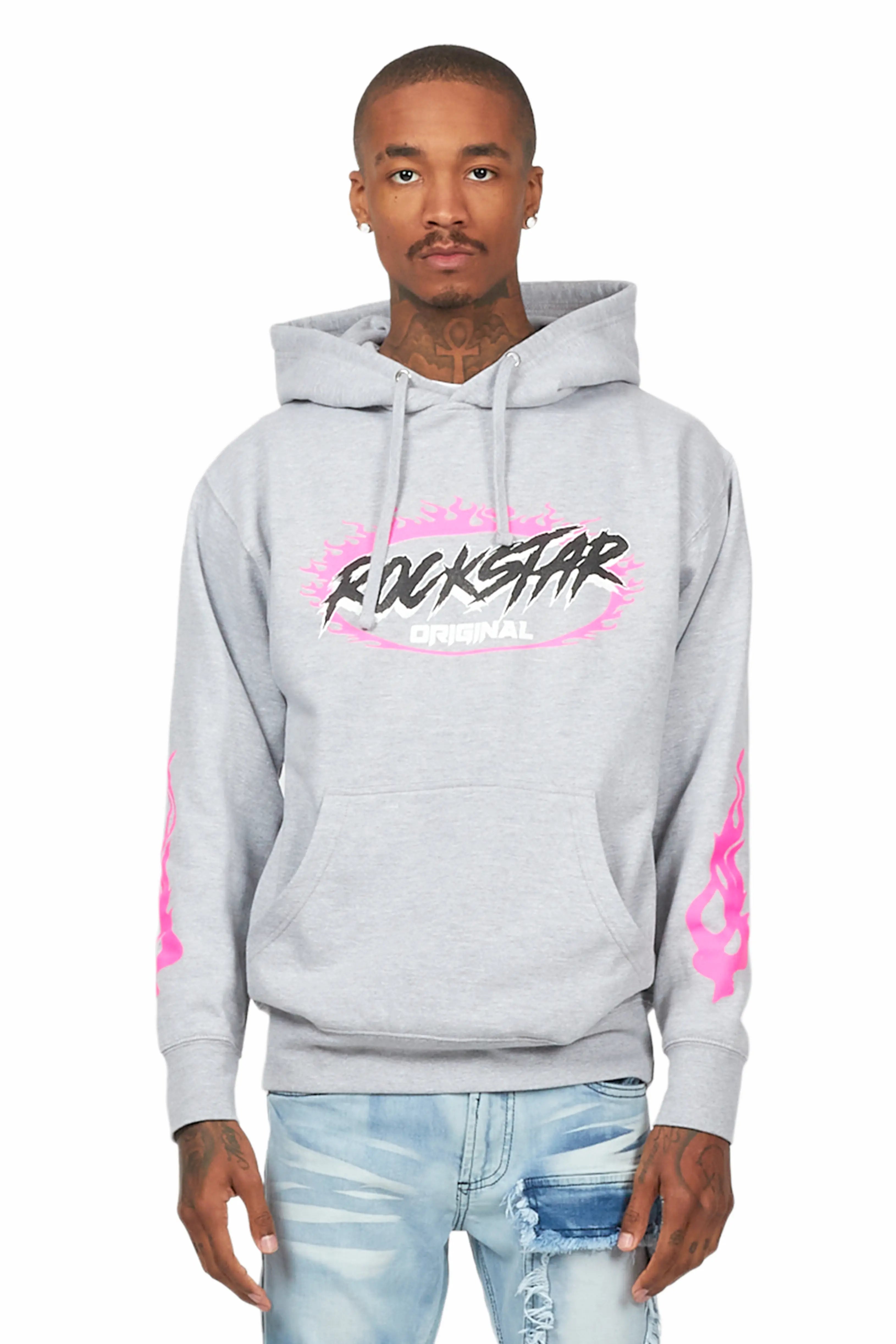 Mid-length Style Draven Heather Grey Graphic Hoodie