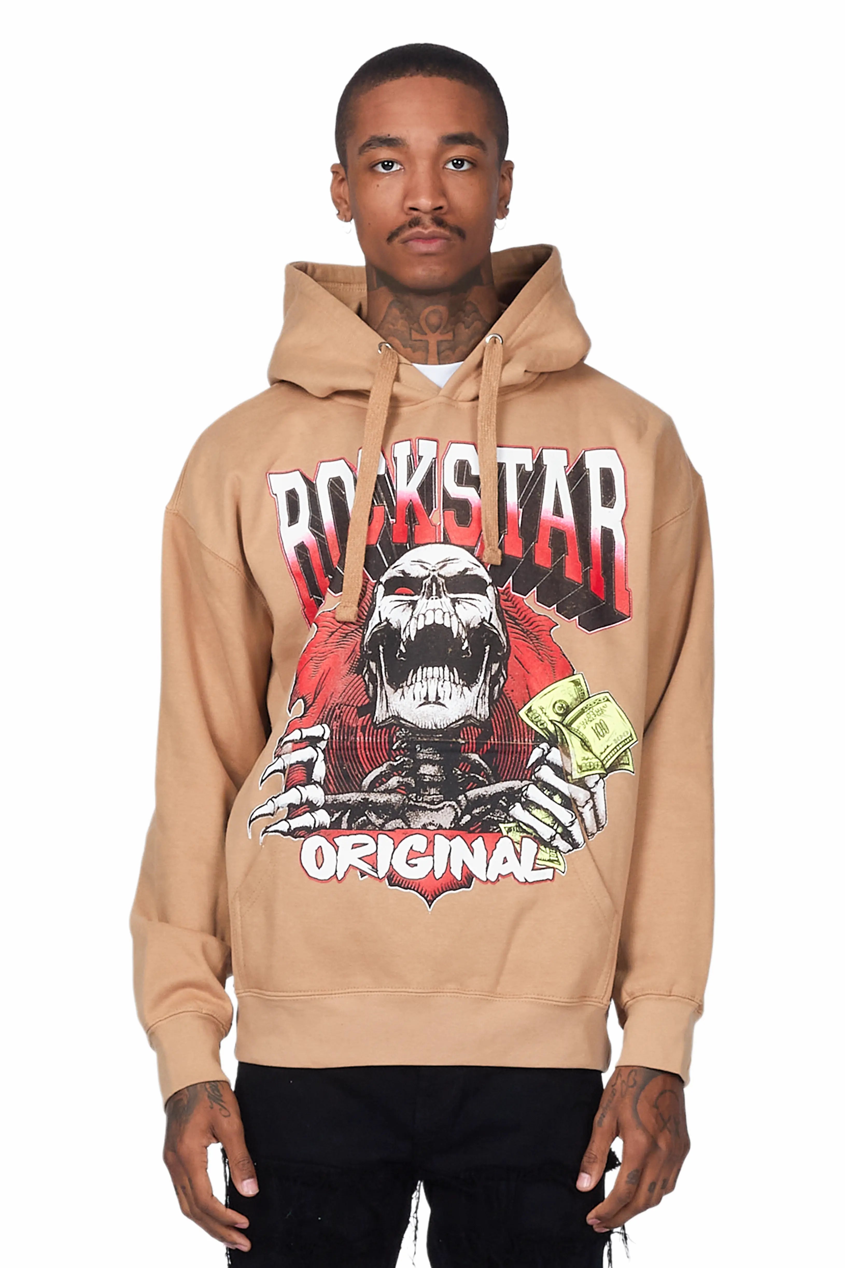 Soft Fabric Looks Zytron Beige Graphic Hoodie