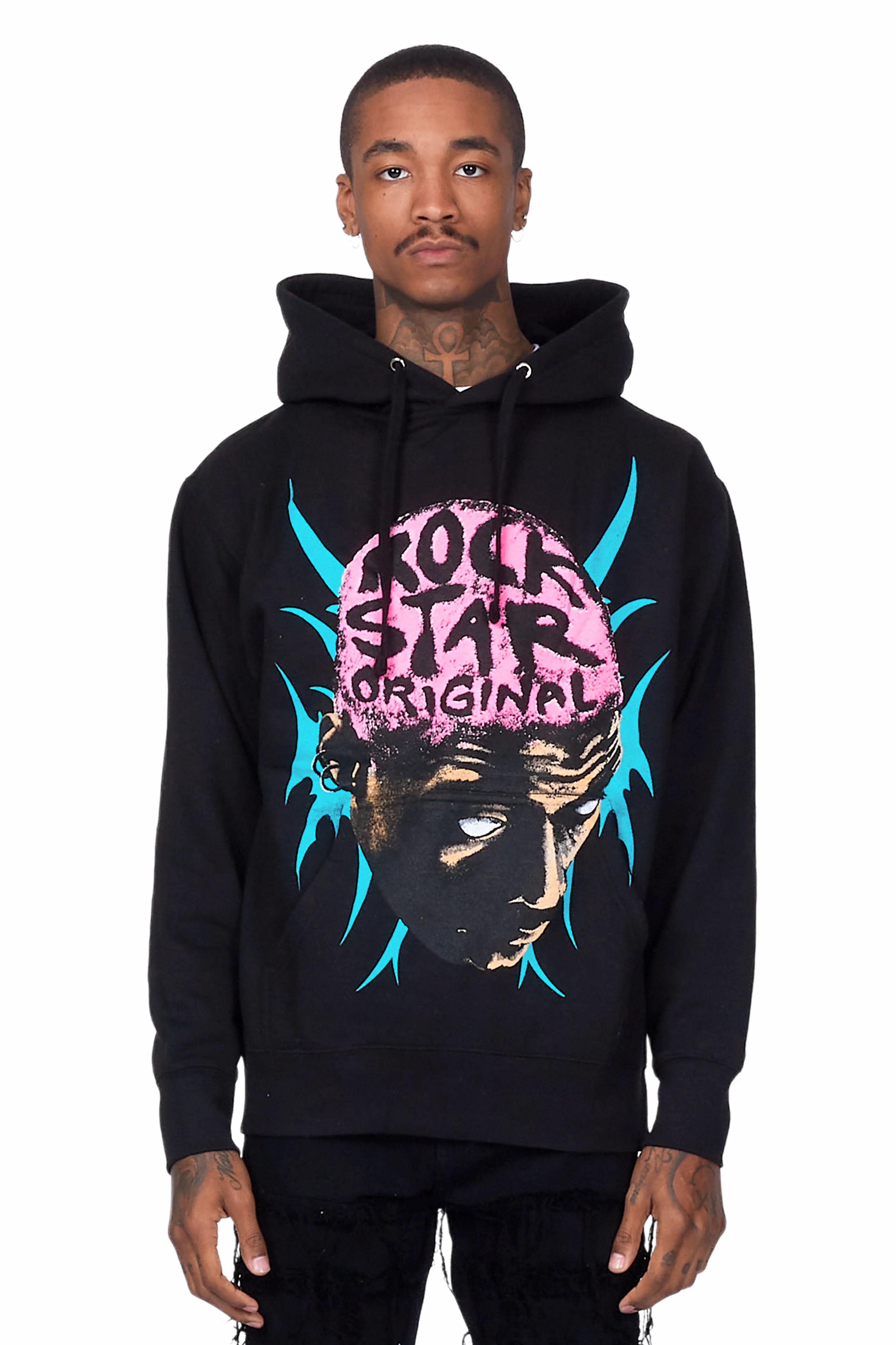 Low-key Luxury Weave Black Graphic Hoodie