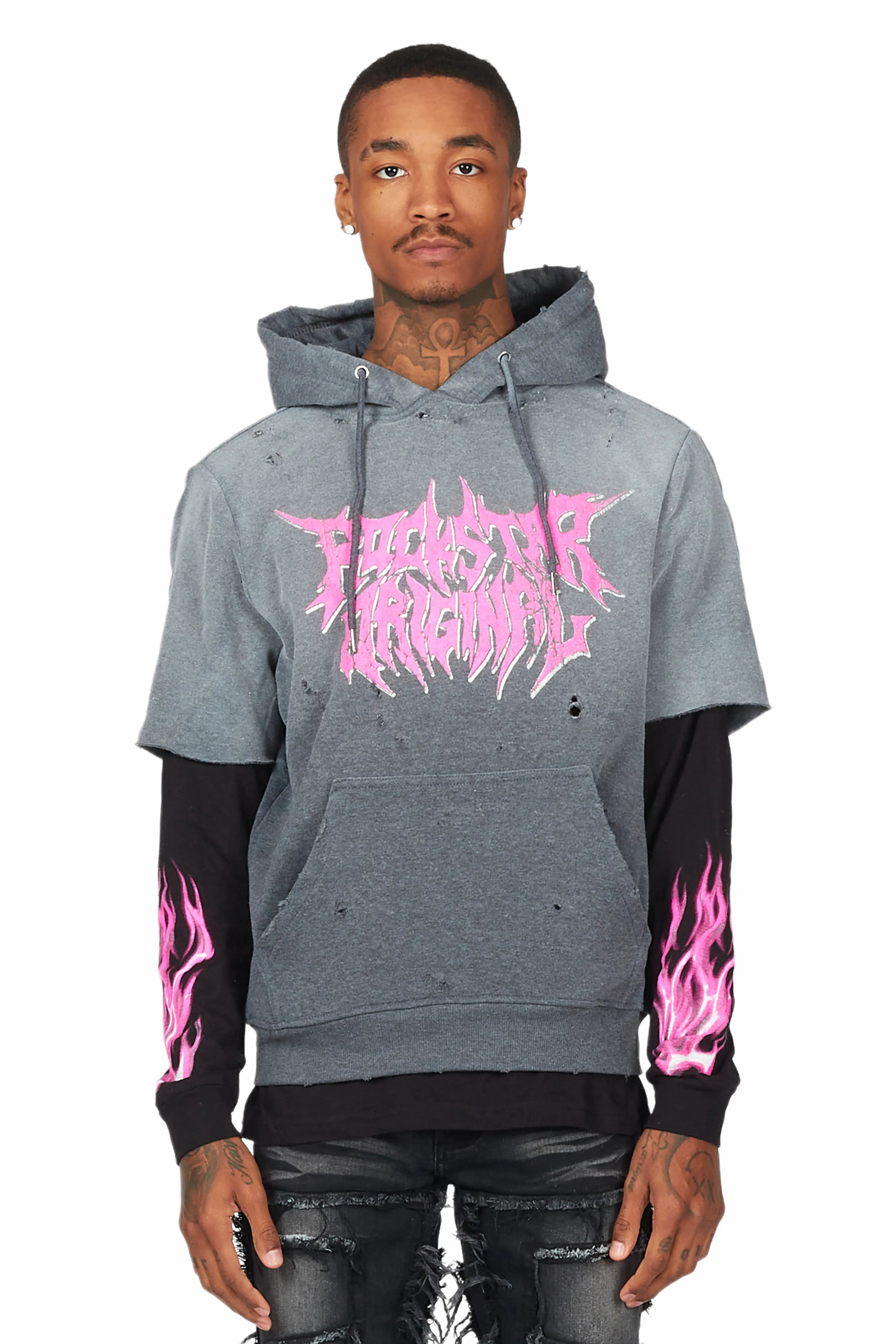 Comfortable Lifestyle Dacian Charcoal Graphic Hoodie