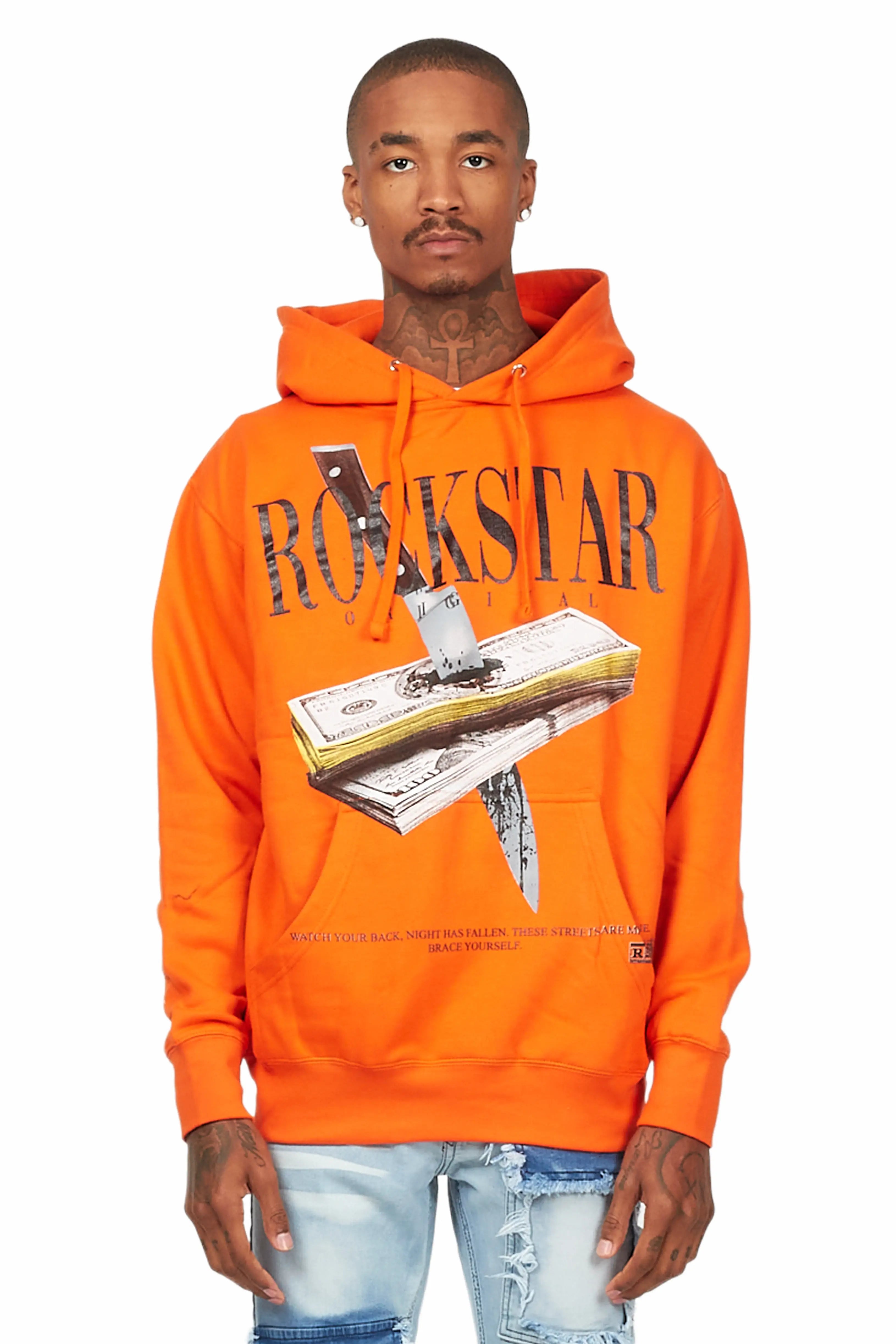 Elegant Dressing Dayte Nite Orange Graphic Hoodie