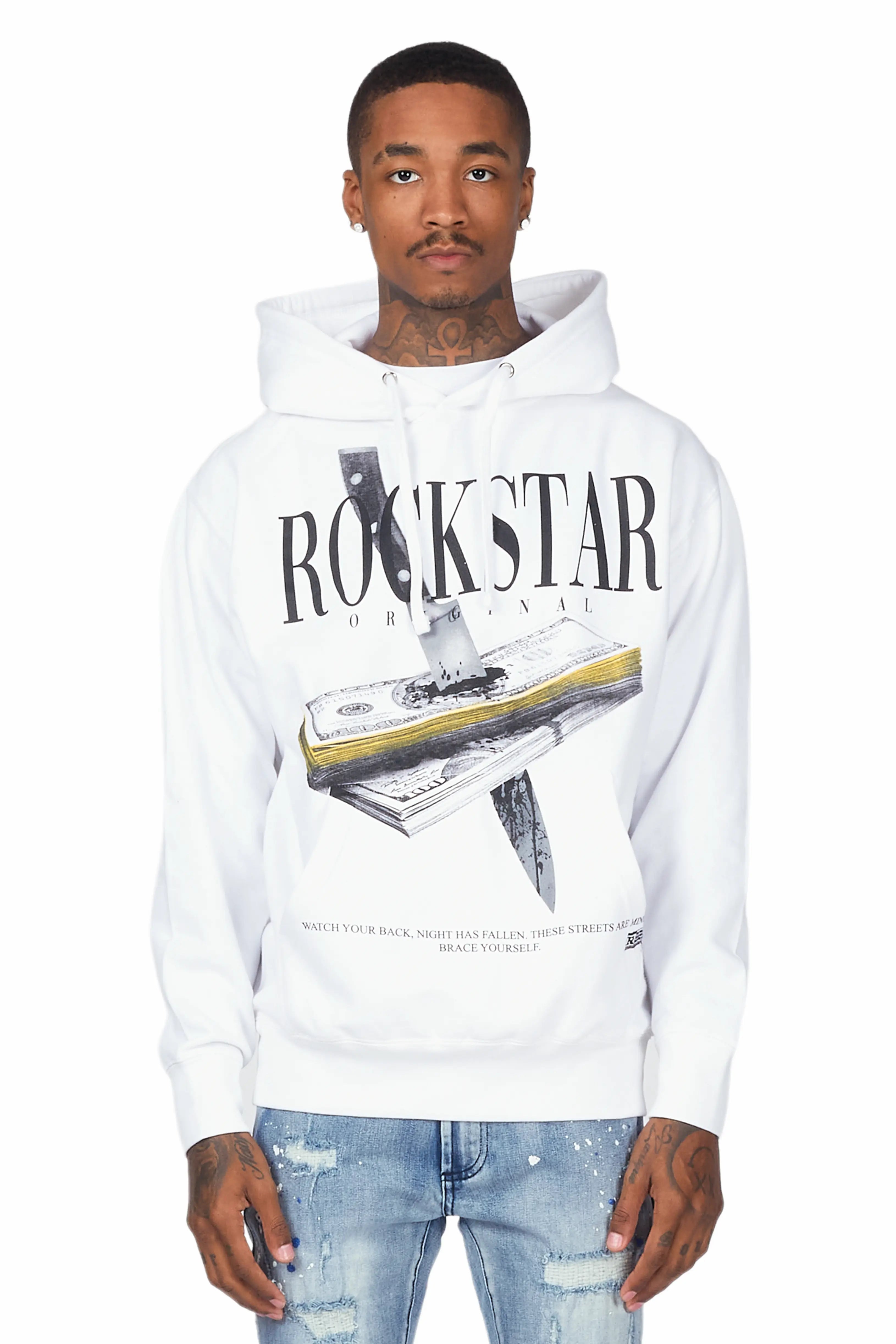 Easygoing Outfits Dayte Nite White Graphic Hoodie