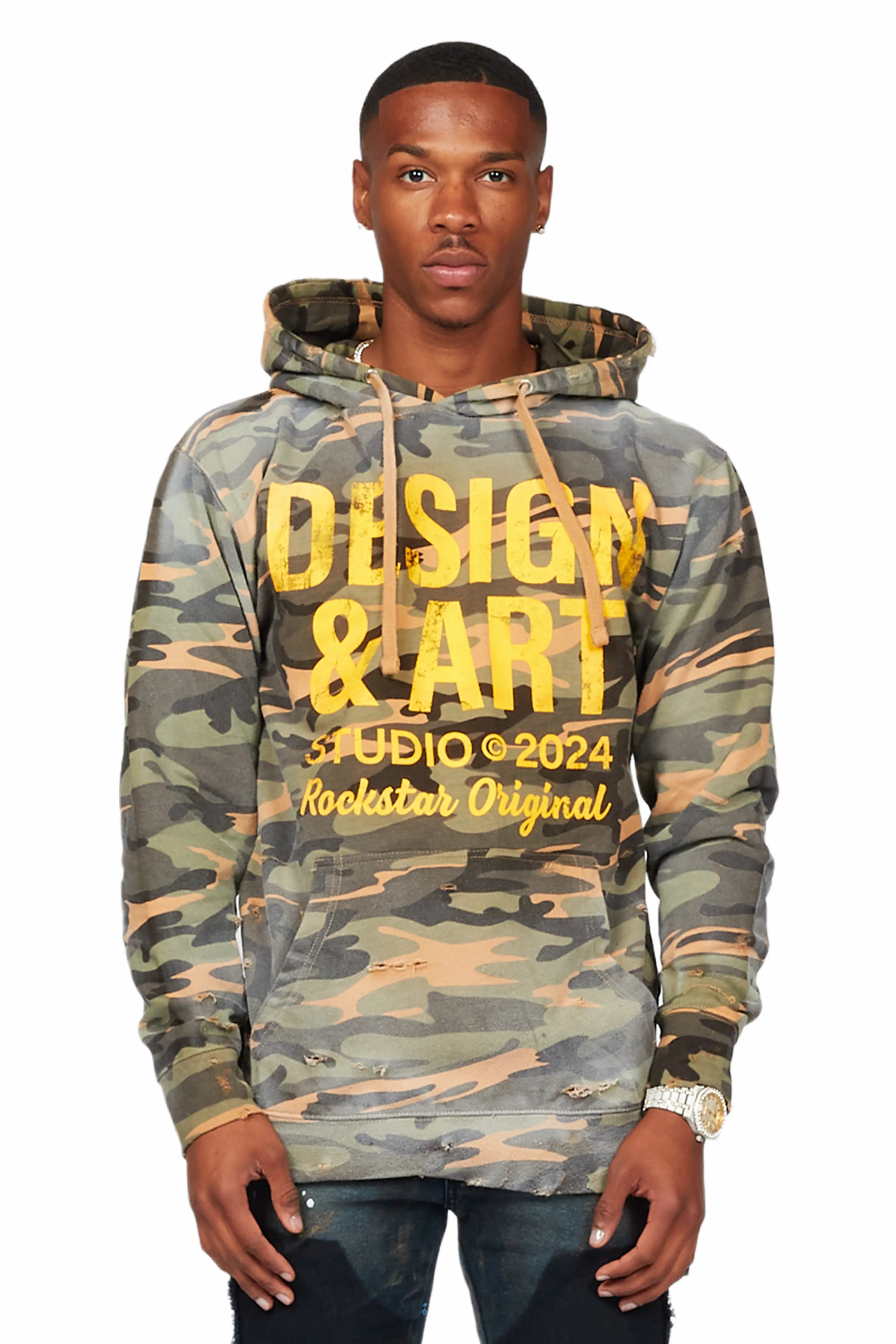 Cozy Footwear Zack Green Camo Graphic Hoodie
