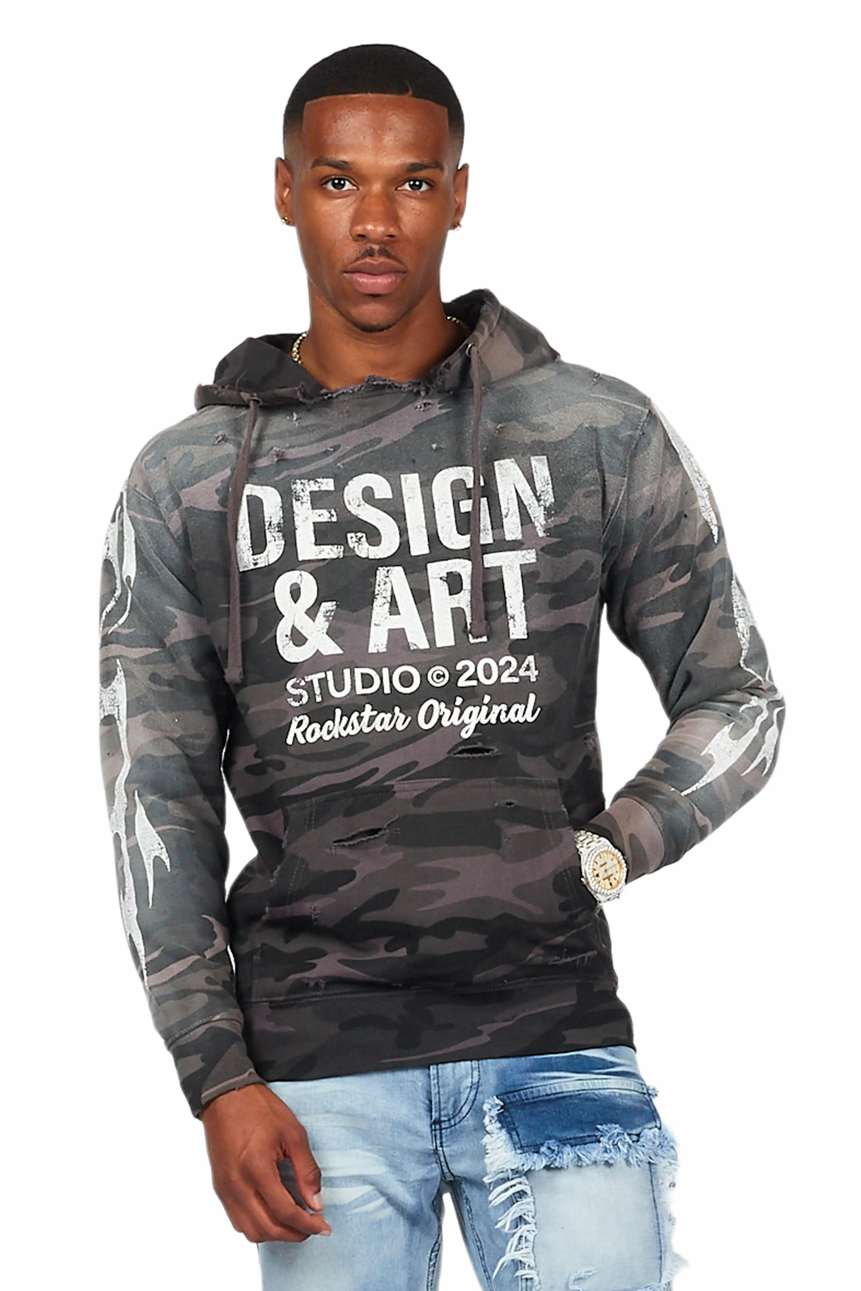 Simple Looks Vachel Black Graphic Hoodie