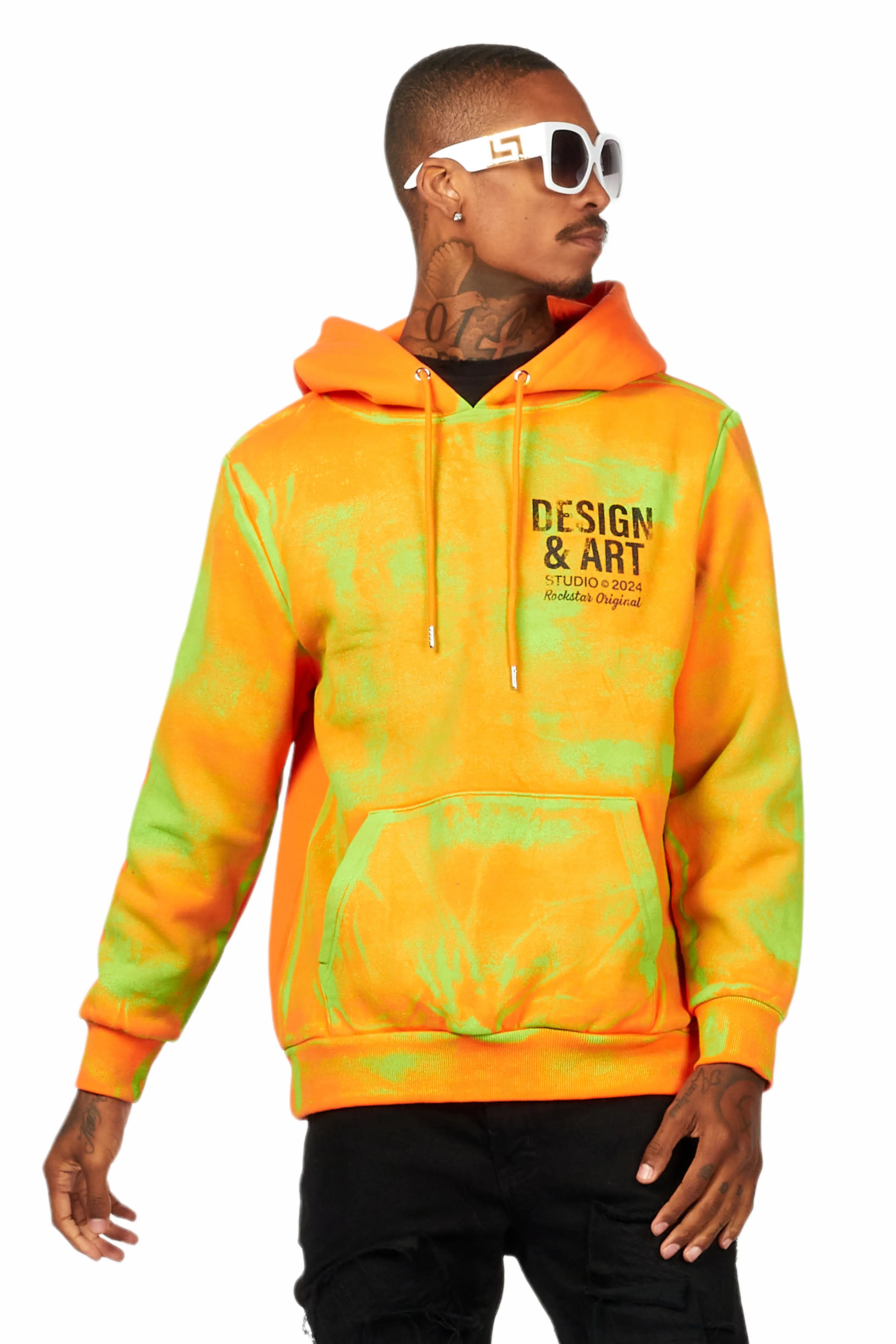 Cozy Chic Trends Cano Orange/Green Graphic Hoodie