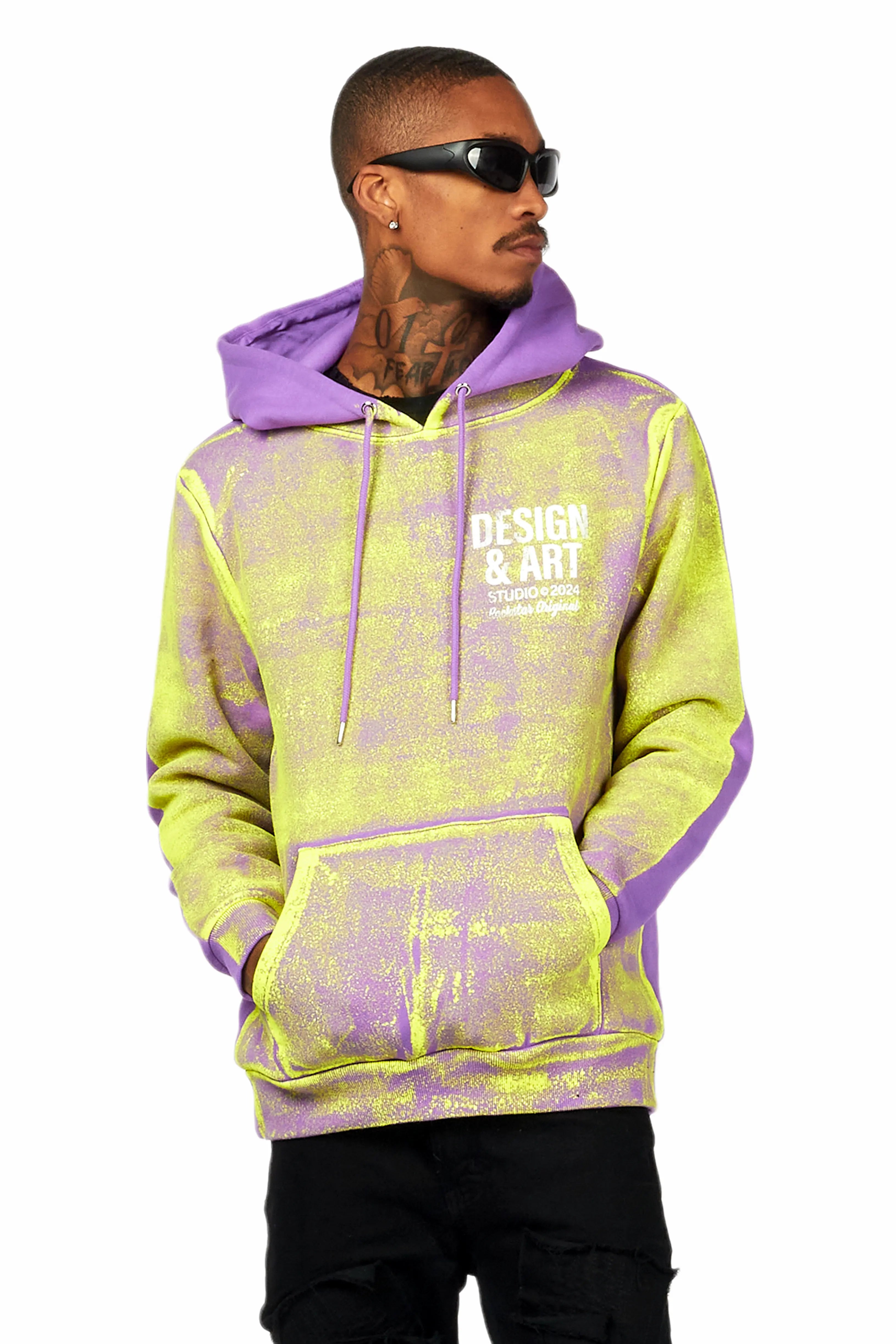 Trendy Layers Cano Purple/Yellow Graphic Hoodie