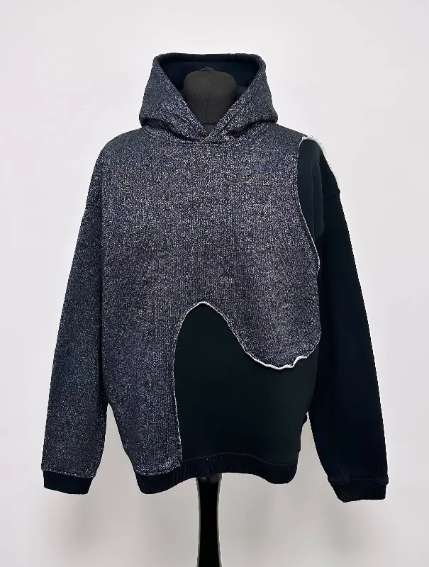 Easy Wear Chic Swirl Heavyweight Hoodie - Black / Silver Sparkle.