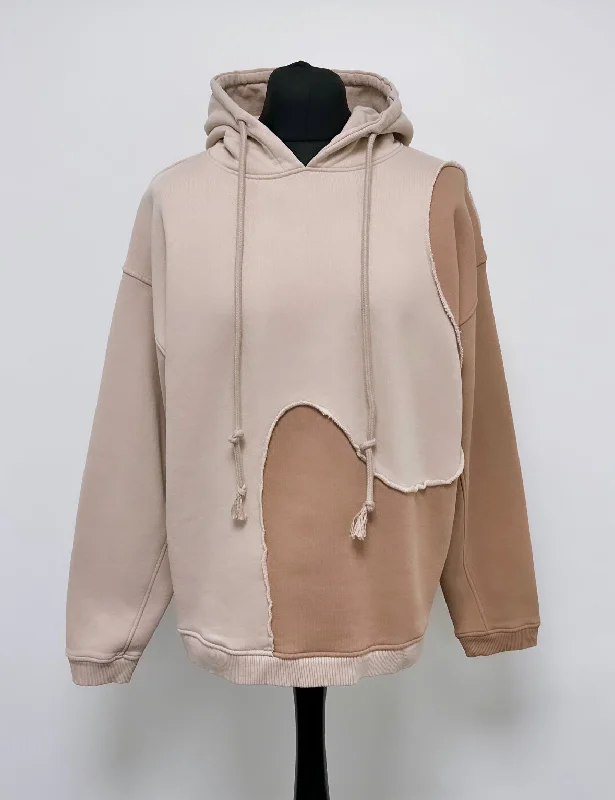 Cozy Fashion Trends Swirl Heavyweight Hoodie - Taupe / Brown.