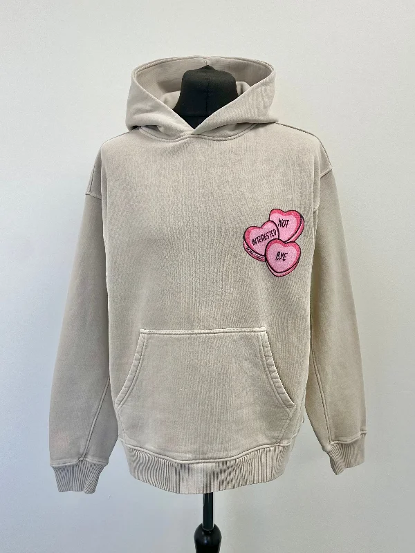 Cozy Essentials Washed Taupe Heavyweight Hearts Hoodie.