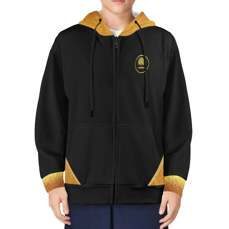 Relaxed Fit Yahuah-Tree of Life 03-01 Men's Designer Fleece Lined Full Zip Hoodie