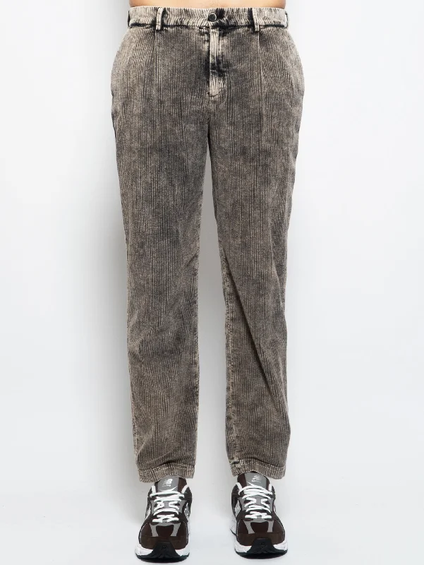 Soft Looks Pantaloni con Pinces in Velluto Cenere