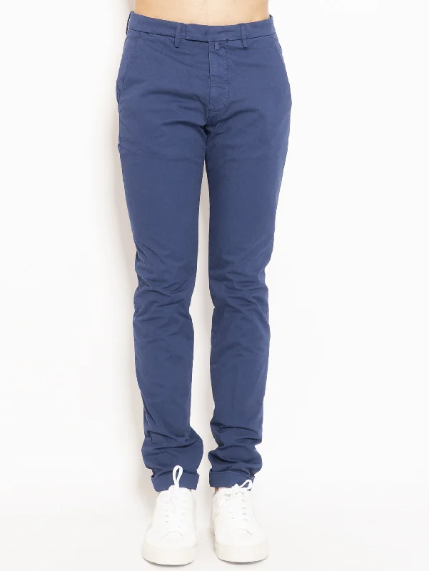 French Style Pantalone con Risvolto Blu