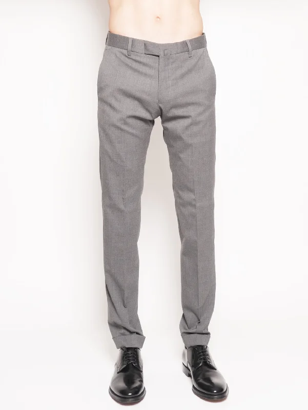 Retro Fashion Pantalone in Misto Lana Elasticizzato Grigio