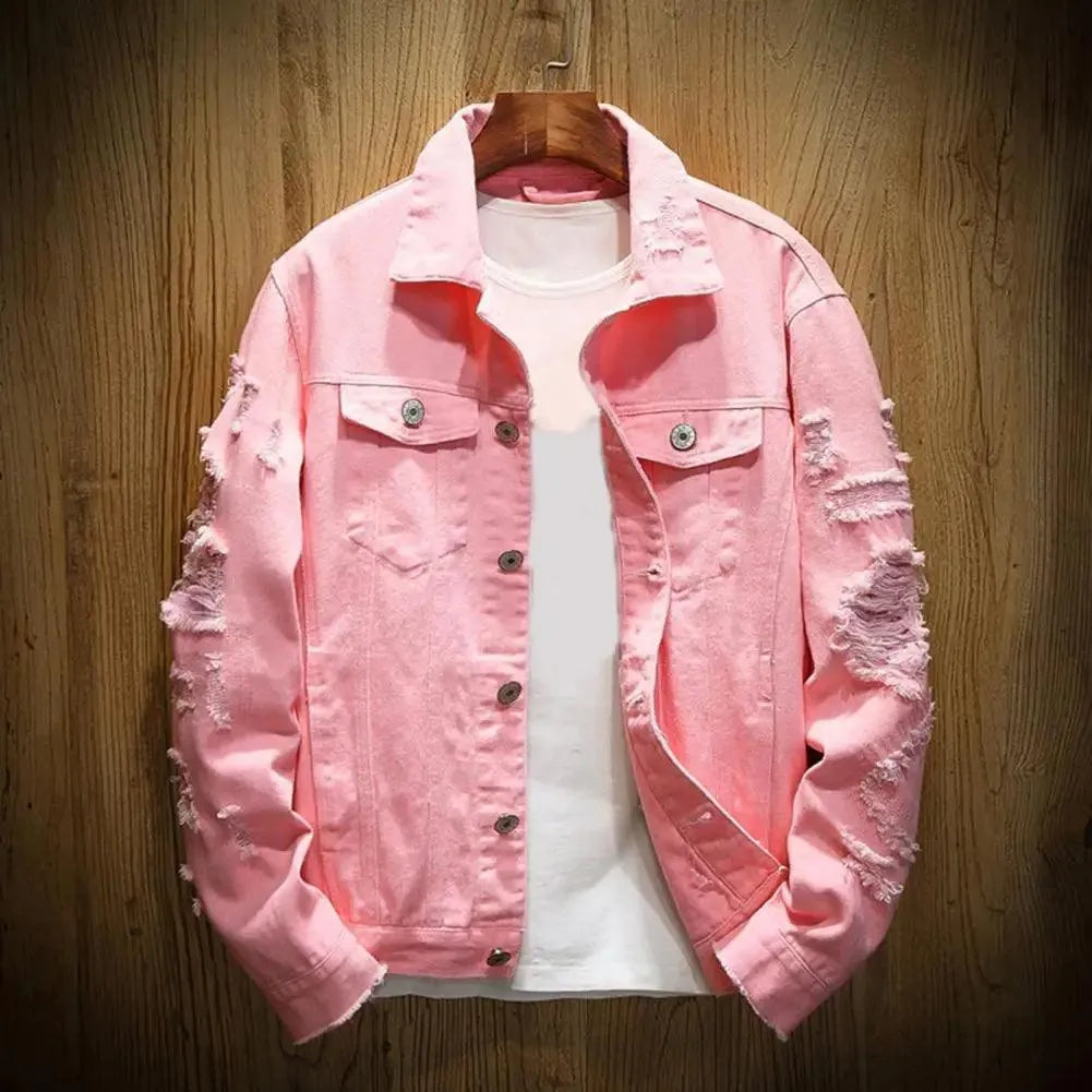 Light Fit Casual Loose Men Denim Trucker Jacket