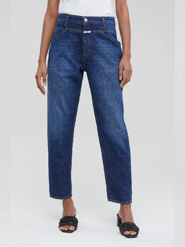 Trendy Layers Jeans Stile Boyfriend X-Lent Blu Scuro