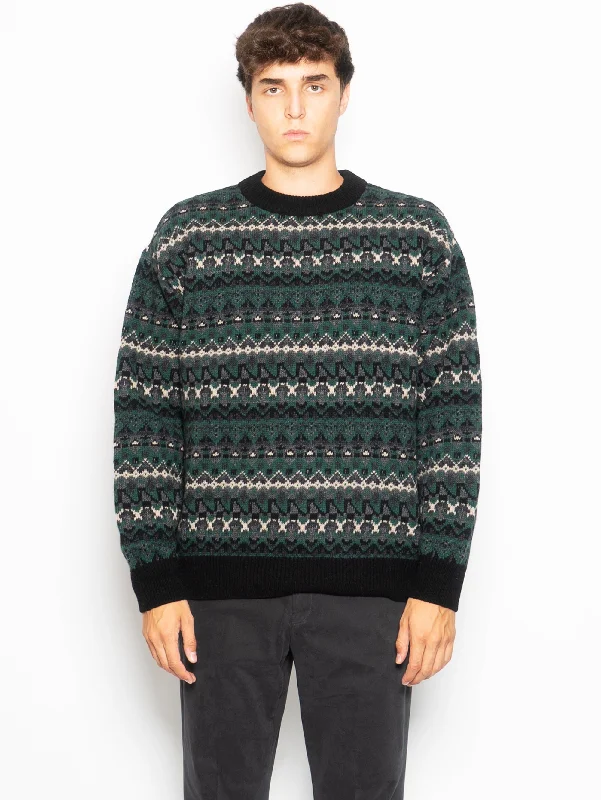 Simple Style Maglia con Motivo Scozzese Verde