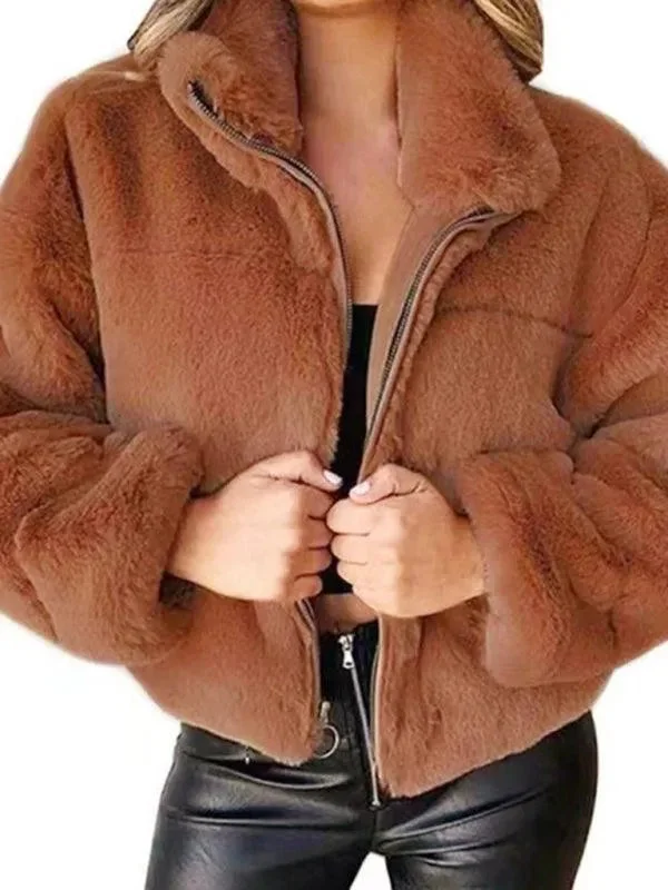 Wandering freely Cozy Loose Women Crop Fleece Jacket