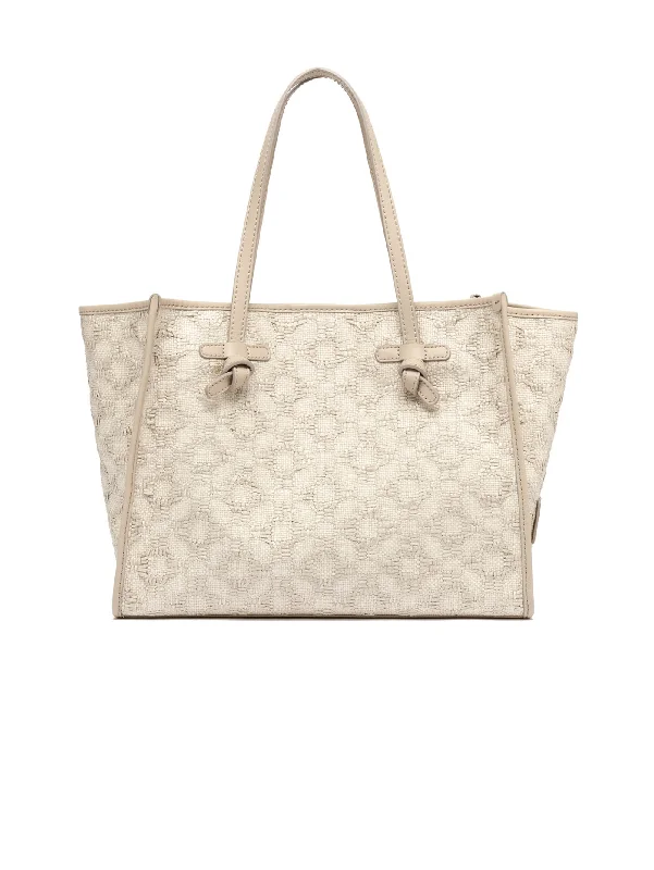 Slim Fit Borsa a Spalla in Paglia Intrecciata Perla