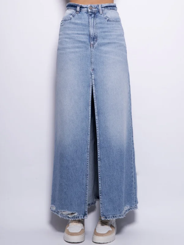Body Design Gonna Lara in Denim con Spacco Centrale Blu