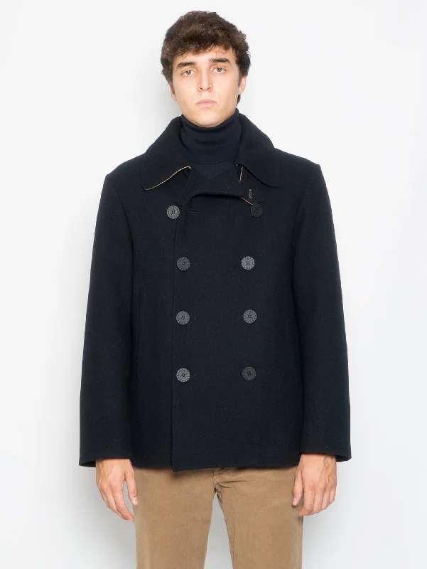 Personal Charm Peacoat in Panno di Lana Blu Navy