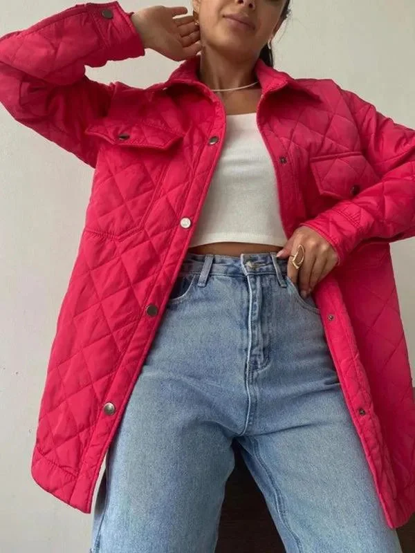 Comfortable And Simple Chic Loose Women’s Quilted Shirt Jacket