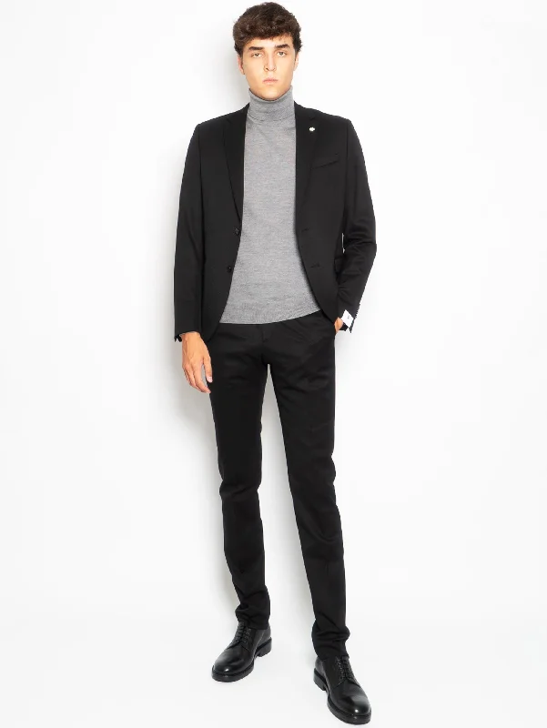 Chic Outfits Completo in Fresco di Lana Drop Nove Nero