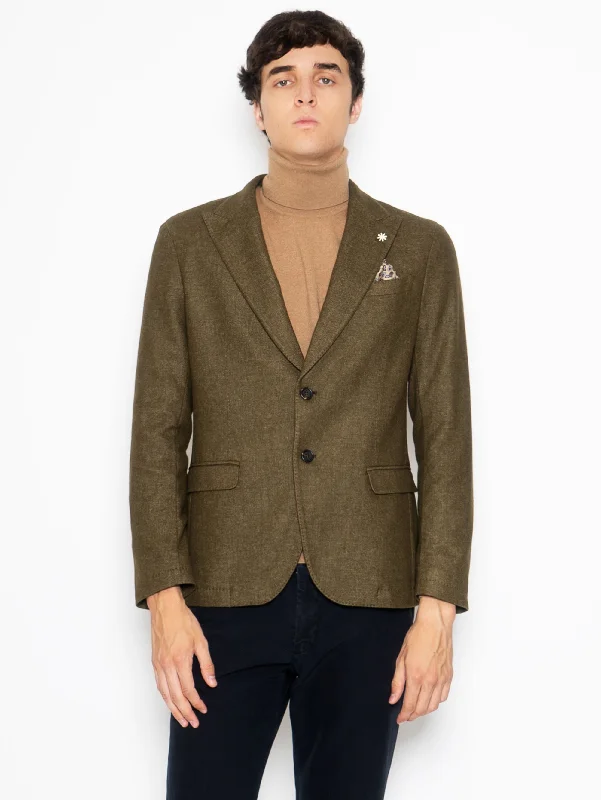 Quality Tailoring Giacca Monopetto in Lana Verde