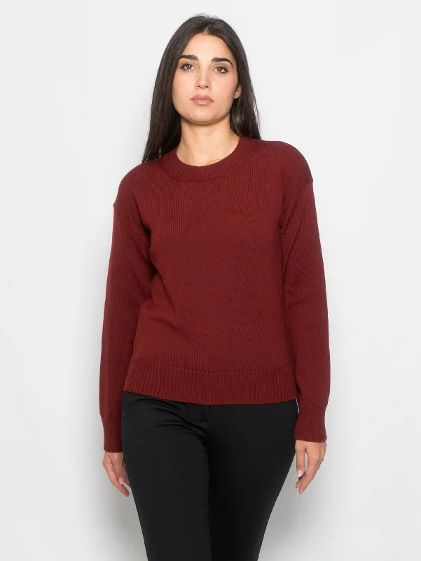 Comfortable Looks Maglia Girocollo stile Boxy Mattone