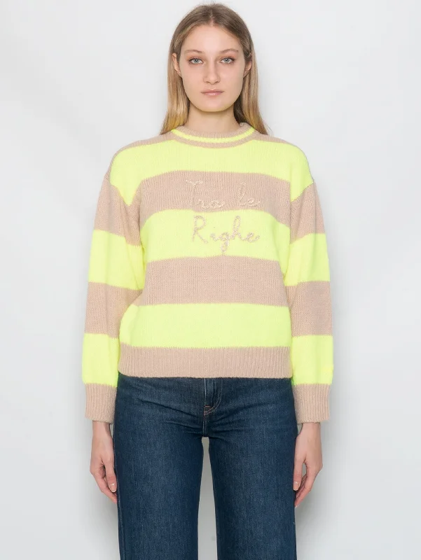 Fashionable And Versatile Maglia Girocollo Danya Soft Beige/Giallo Fluo