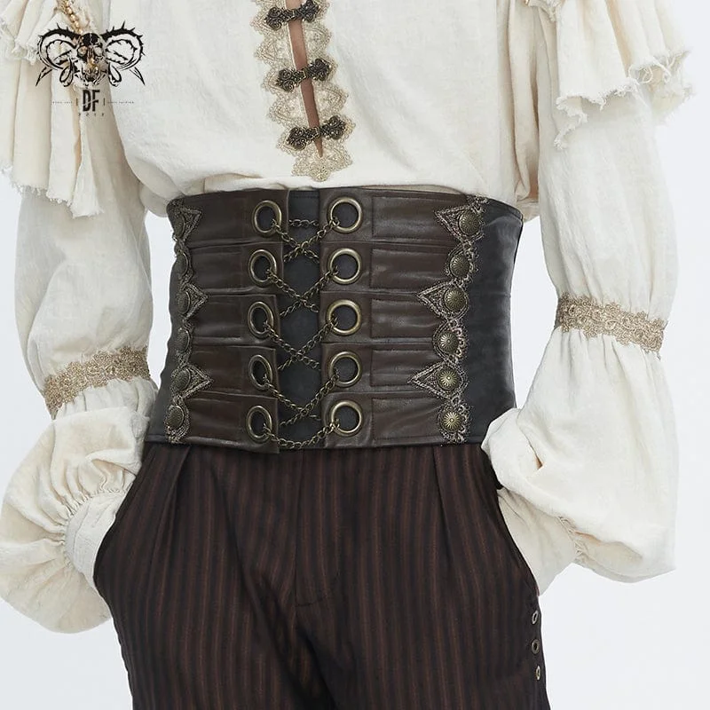 Warm Chic Outfits Men's Gothic Chain Faux Leather Belt