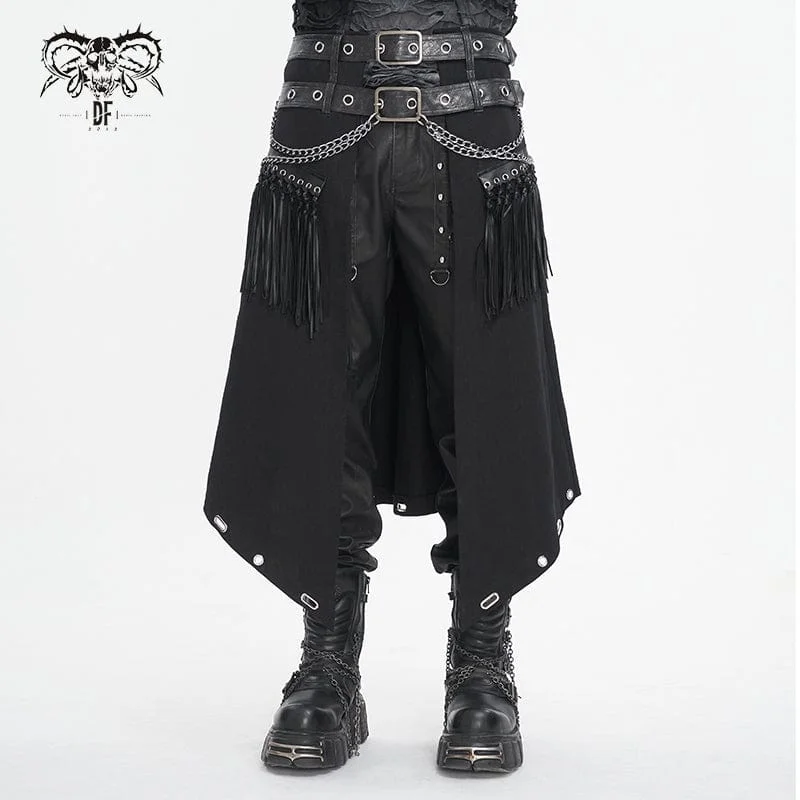 Cozy Layers Men's Gothic Double-belt Tassels Kilt