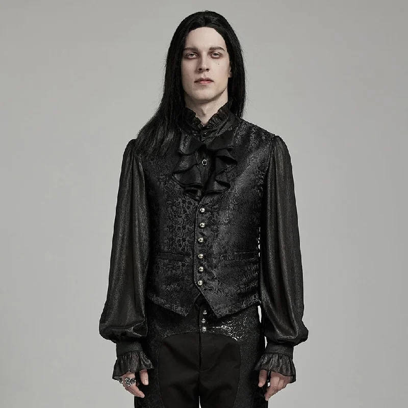 End Of The Year Men's Gothic Floral Jacquard Lace-up Vest