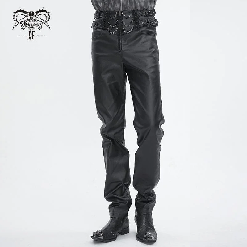 Sporty Comfort Men's Gothic High-waisted Chain Pants