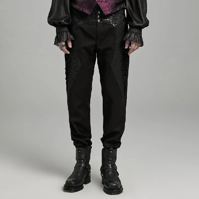 Romantic And Fresh Men's Gothic High-waisted Jacquard Splicing Pants