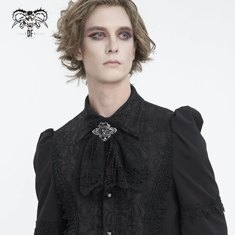 Comfortable down Men's Gothic Floral Embroidered Ruffled Lace Neckwear