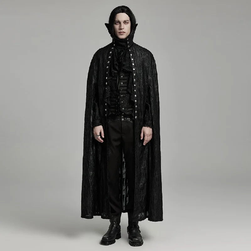 Cool Summer Men's Gothic Ripped Witchy Coat with Detached Neckwear