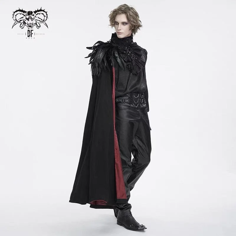Soft Comfort Wear Men's Gothic Stand Collar Feather Cape