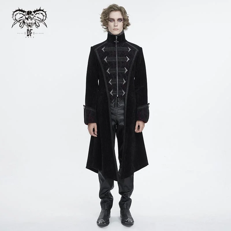 Comfortable Sweaters Men's Gothic Stand Collar Swallow-tailed Coat
