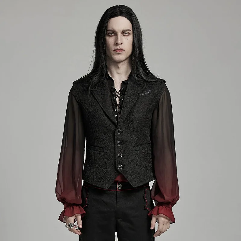 Floral Prints Men's Gothic Turn-down Collar Floral Bat Vest