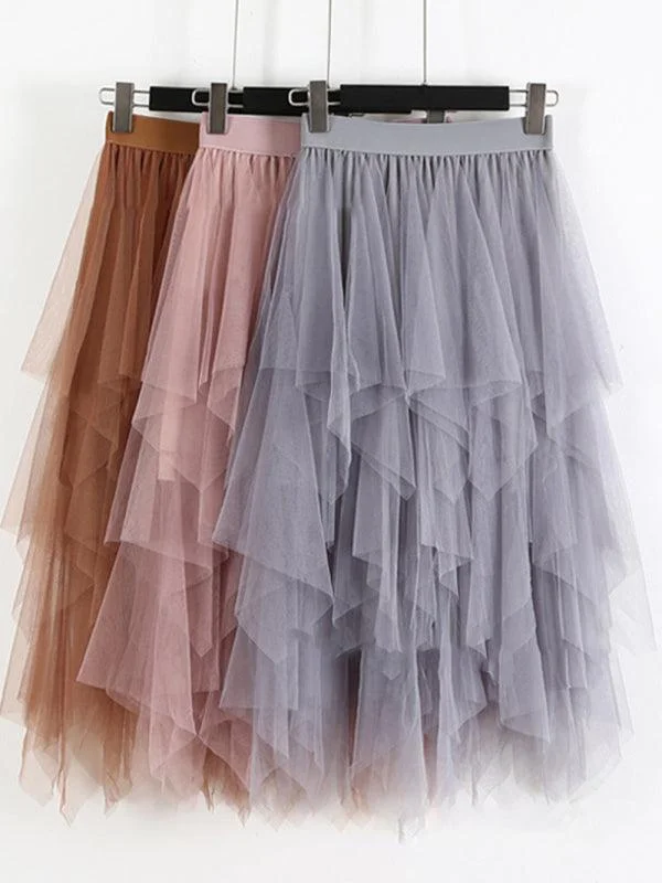 Effortless Comfort Mesh Multilayered High Waist Fairy Skirt