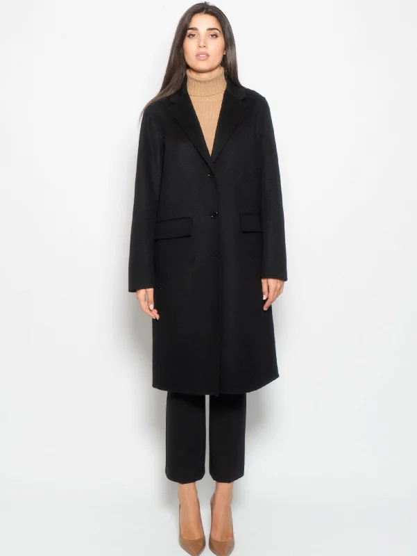 High-quality Design Cappotto un Petto in Lana Nero
