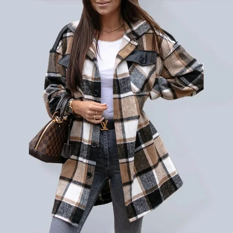 High-quality Fabrics Plaid Shirt Jacket Women