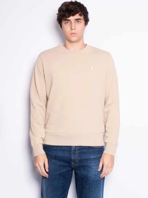 Soft Casuals Felpa Girocollo in Cotone Loopback Beige
