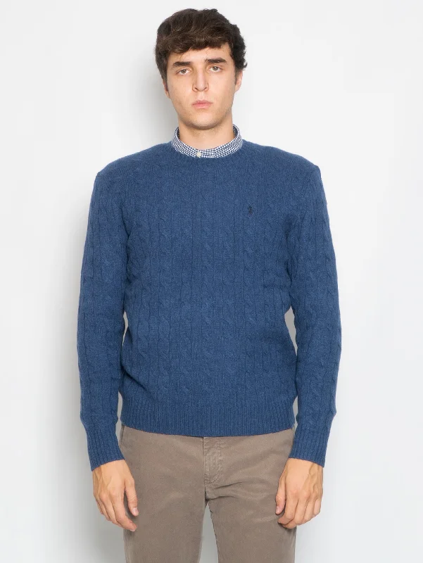 Fashion Must-have Maglia a Trecce Blu Chiaro