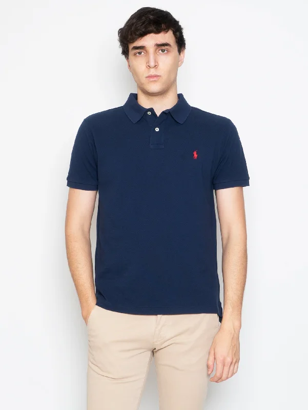 Cozy Fitting Polo in Piquè Slim Fit Blu