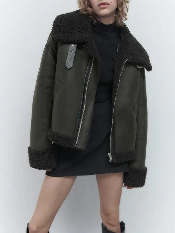 Elegant Style Reversible Women Motorcycle Jacket