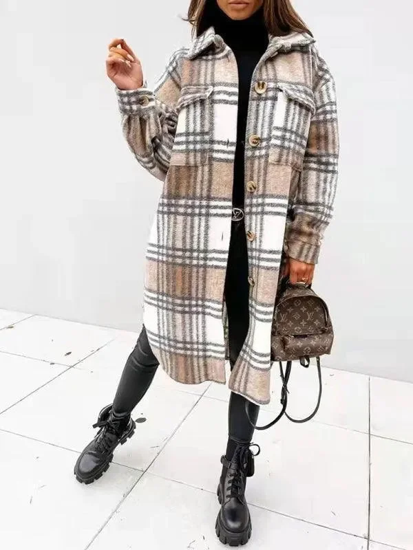 Customized Version Oversized Shacket Plaid Women Shirt Jacket